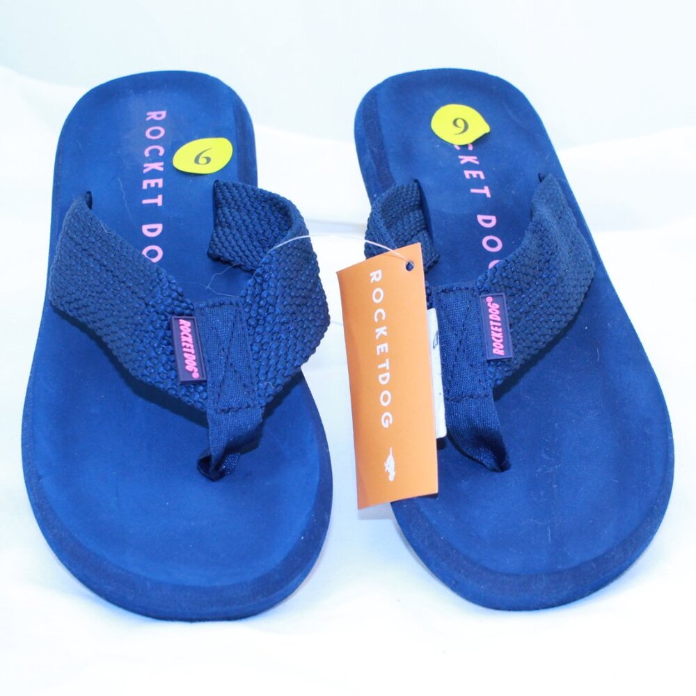 Rocket Dog Size 9 Navy Blue SUNSET WEBBING Thong Flip Flop Sandals NWT